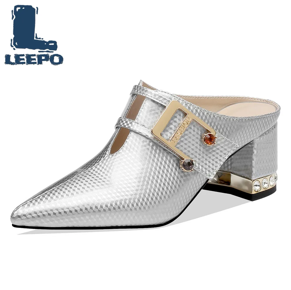 

LEEPO Shoes Woman Slingbacks Sandals Female Luxury Brand Designer Summer Pumps Women Silver High Heels Ladies Heels Slippers 6.5