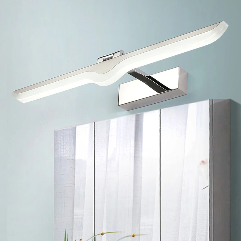 الفولاذ المقاوم للصدأ الحديث LED الجبهة مرآة ضوء الحمام ماكياج جدار مصابيح led الغرور المرحاض الحائط الشمعدانات تركيبة إضاءة