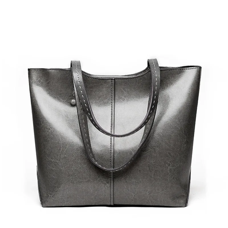 Высококачественные женские сумки на плечо из натуральной кожи, модные роскошные женские кожаные сумки, вместительные женские кошельки и сумки - Цвет: grey