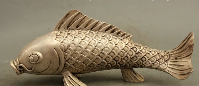 

wholesale factory Folk Chinese Silver Animate Wealth Fish Statue China Bronze Copper Sculpture