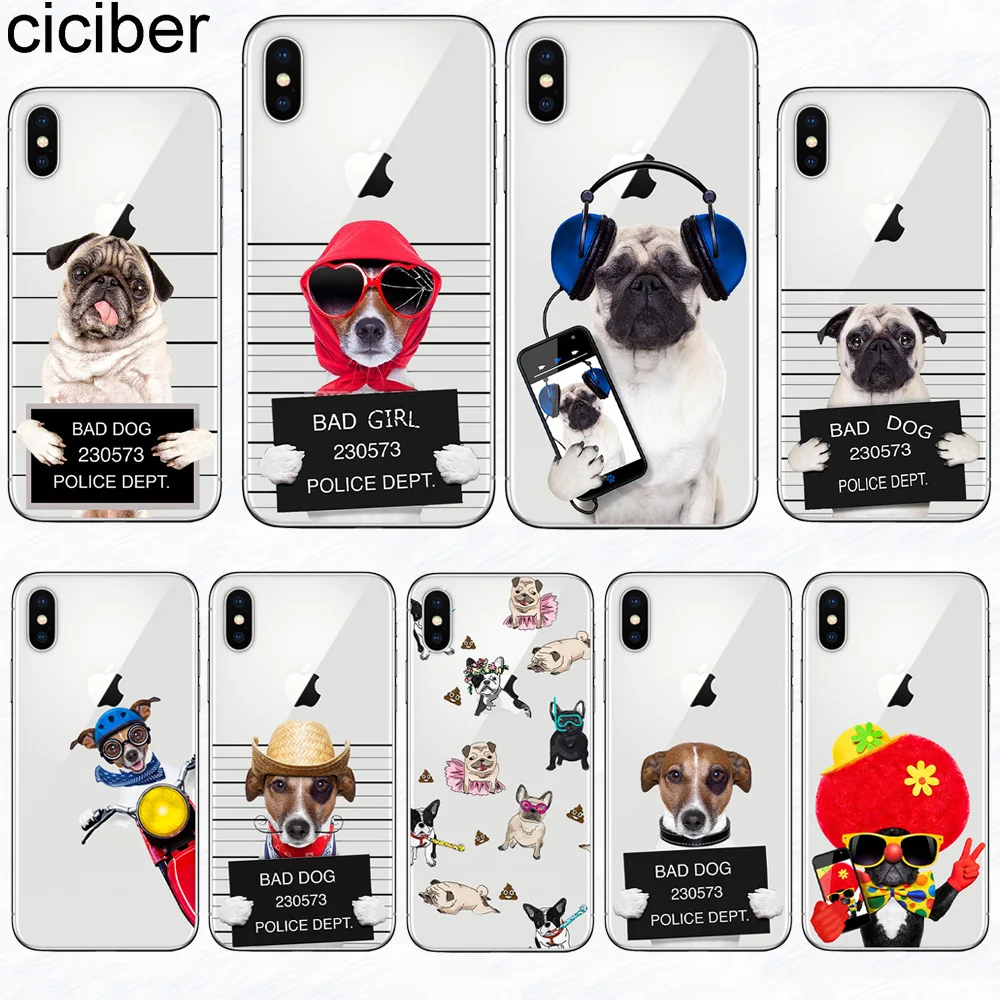 

ciciber Phone Case for Iphone 11 Pro XS MAX X Soft TPU Cover for iphone XR 7 8 6 6S Plus 5S SE Funda Funny Animal Dog Coque Capa