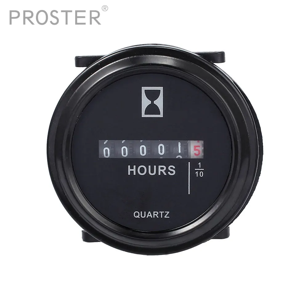 Proster 2" Round Quartz Hour Meter Gauge 12V 72V Waterproof 99,999.9