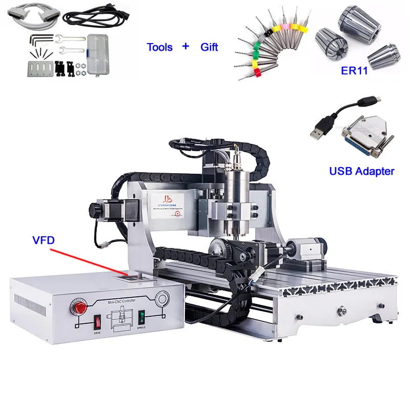 

4 Axis CNC Router Engraver 4030 2.2KW USB Parallel port CNC Metal Cutting Milling Machine 3040 Woodworking