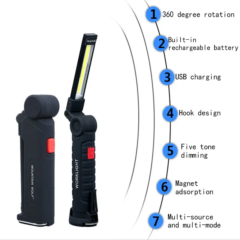Светодиодный светильник-вспышка портативный COB ручной подвижный usb зарядный рабочий светильник Многофункциональный складной аварийный светильник s инспекционная лампа