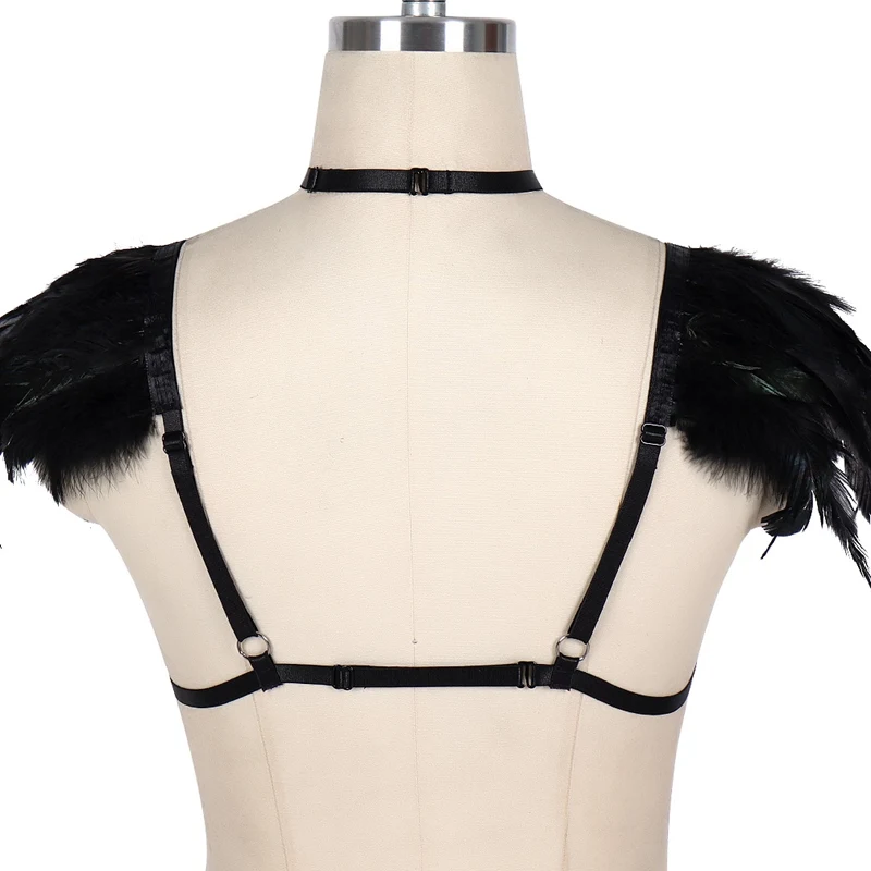 Перьевая повязка Bralette Наплечные крылья ремень клетка бюстгальтер бандаж