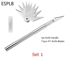 ESPLB metalowe ostrza skalpel #11 antypoślizgowe noże grawerskie ostrza do telefonu komórkowego Laptop PCB narzędzia do napraw ręcznych tanie tanio Elektryczne Aluminum STAINLESS STEEL Fixed Blade Knife Metal Scalpel Knife