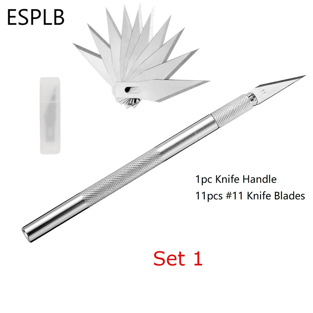 Engraving Non-Slip Metal Scalpel Knife Kit + 50/20/10/5pcs #11 Blades Cutter Craft Knives for Mobile Phone PCB Repair Hand Tools 3