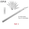 Engraving Non-Slip Metal Scalpel Knife Kit + 50/20/10/5pcs #11 Blades Cutter Craft Knives for Mobile Phone PCB Repair Hand Tools 3