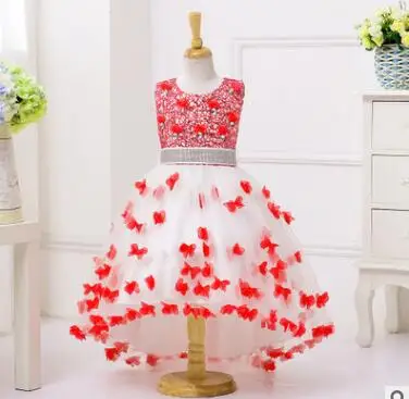 Новинка года; платье принцессы для девочек; вечернее платье; детская юбка-одуванчик; наклейки картинок девушек; свадебное платье - Цвет: Красный