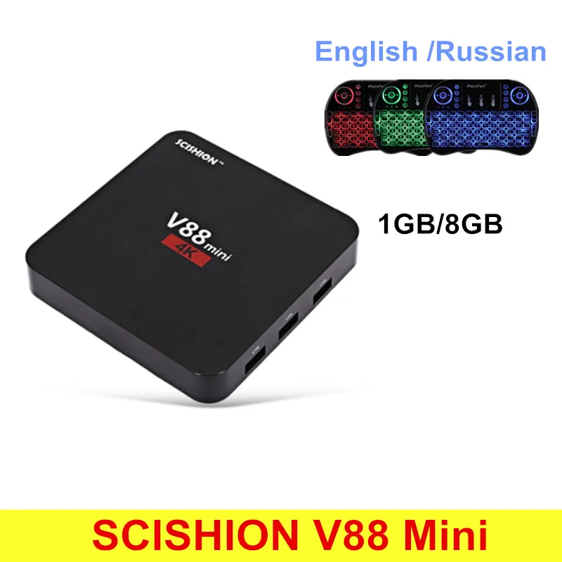 

SCISHION V88 Mini Smart TV Box Android 6.0 RK3229 4 Core 4K 1GB RAM 8GB ROM Set-Top Box RK3229 H.265 32Bits Set Top TV