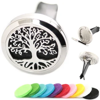 

AMYA Jewelry Silver Tree of Life 30mm Diffuser 316 Stainless Steel Car Aroma Locket Essential Oil Car Diffuser Lockets Free Pad