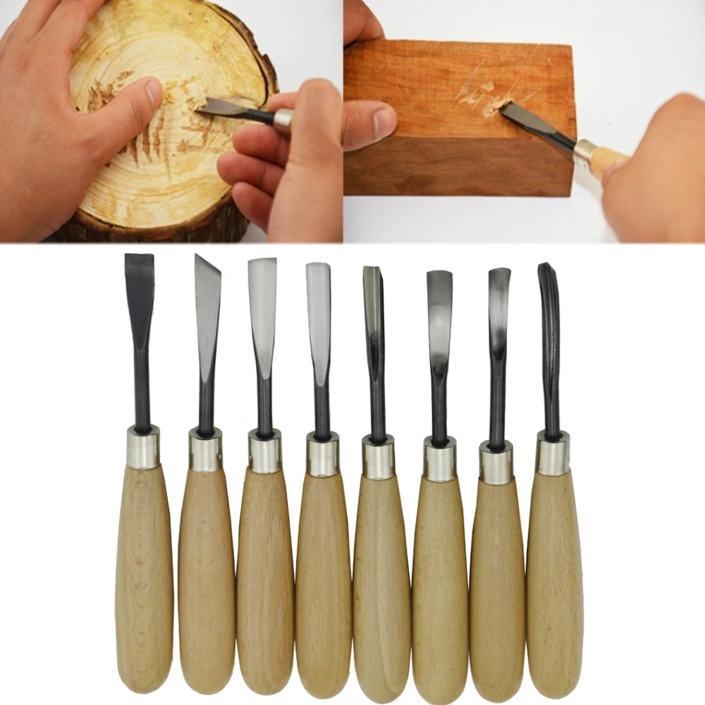

8Pcs Hand Wood Carving Knife Tools Chip Detail Chisel Set Tool for Woodworking