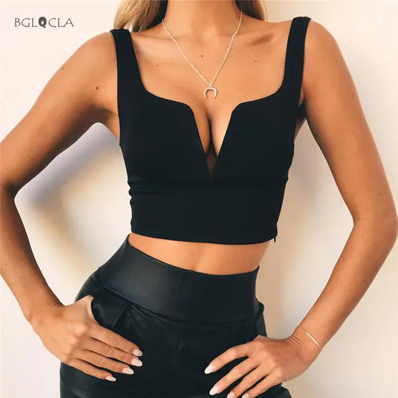 

2019 Women Crop Top Tank Tops Tees Sexy Sleeveless Solid Cropped Top Female Topic Casual Beachwear Women's Bralettes Tanks
