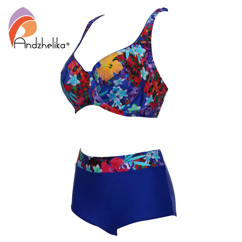 Andzhelika Plus Size Swimwear Sexy High Waist Bikinis Women Deep Soft Cup Swimsuit Floral Print Wide Halter Bathing Suit Andzhelika Plus Size Swimwear Sexy High Waist Bikinis Women Deep Soft Cup Swimsuit Floral Print Wide Halter Bathing Suit