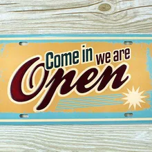 Xdcp-039 Винтаж Металл Картина "Приходите в мы открыты" Номерной Знак модные ретро кафе-бар декоративная роспись стены плакат