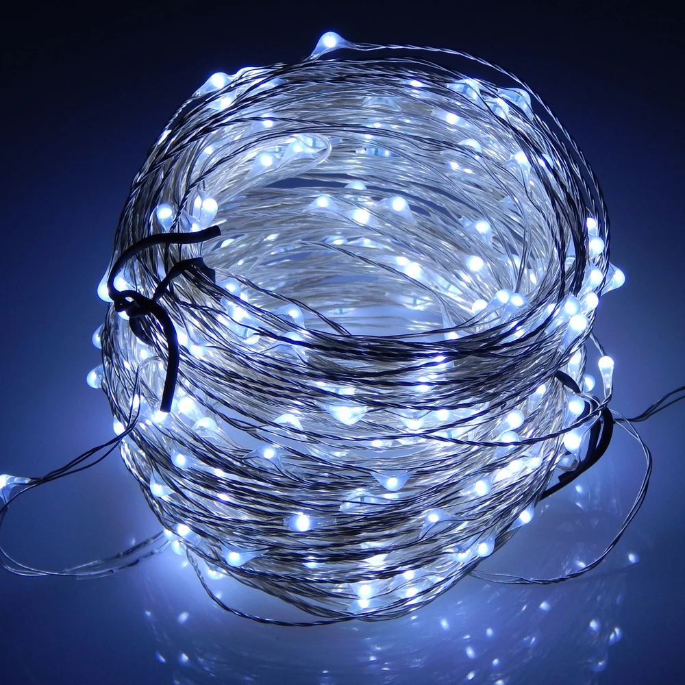 Warm white light 20m 30m 50m 200 300 500 leds silver wire led string light starry lights power ...