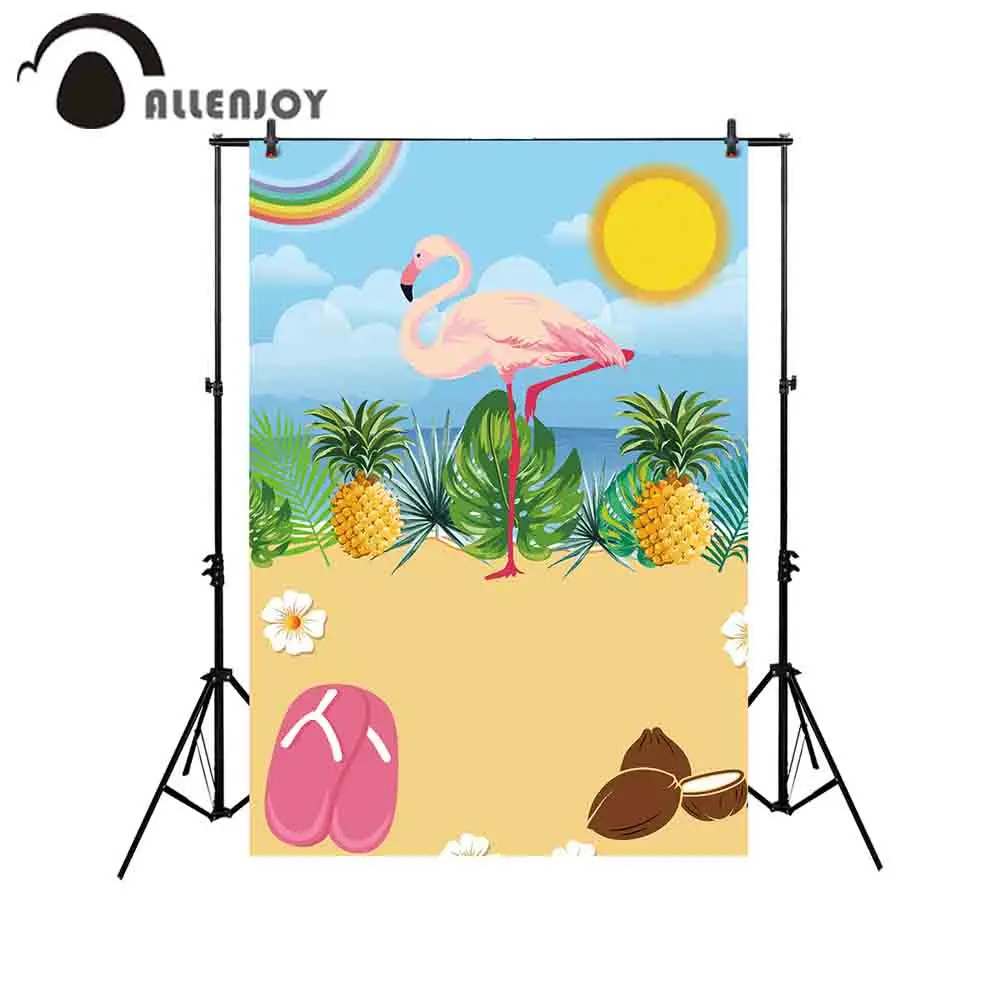 Allenjoy/пляжные сандалии с изображением фламинго радуги неба ананаса для