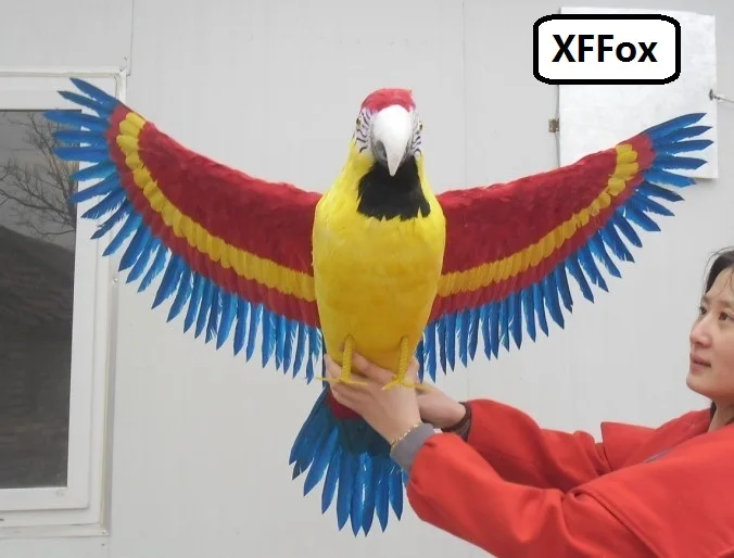 huge real life wings parrot model foam&ampfeather big simulation red&ampyellow bird gift about 80x140cm xf0274 | Дом и сад