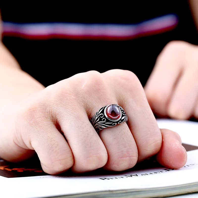 Beier 2018 Men's Fashion Jewelry Trendy Stainless Steel The Red With Stone Ring For man or woman BR8-251