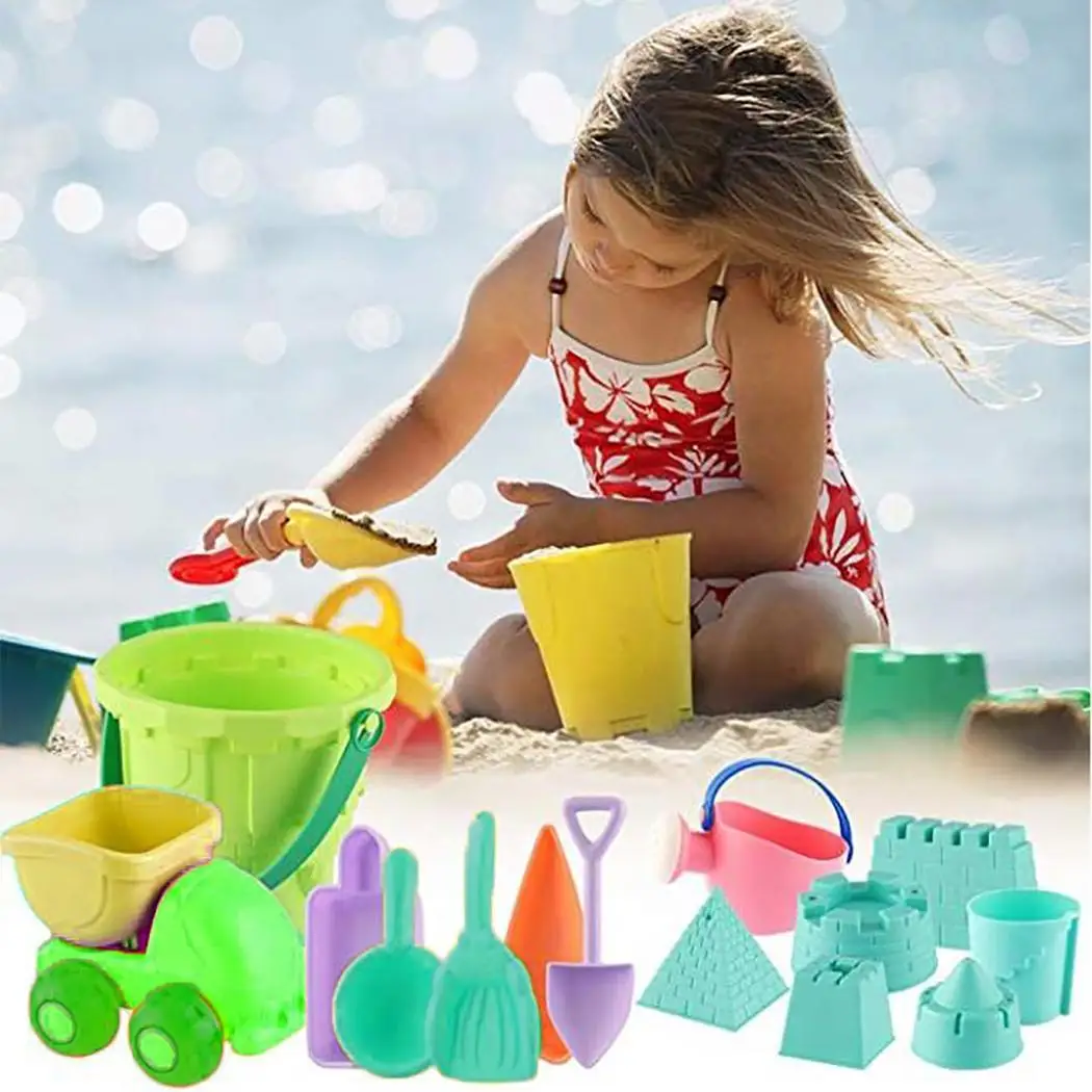  soft Silicone beach toys for children SandBox Set Kit Sea sand bucket Rake Hourglass Water Table pl