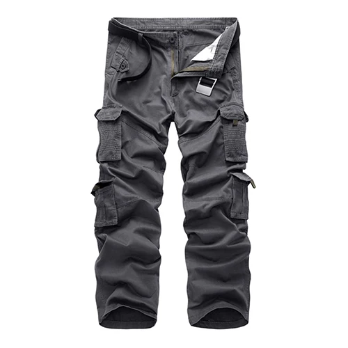 Мужские брюки карго, Мужская городская тактическая одежда, военные брюки с несколькими карманами, Уникальные повседневные брюки из ткани Рипстоп, размер 28-40 - Цвет: Серый
