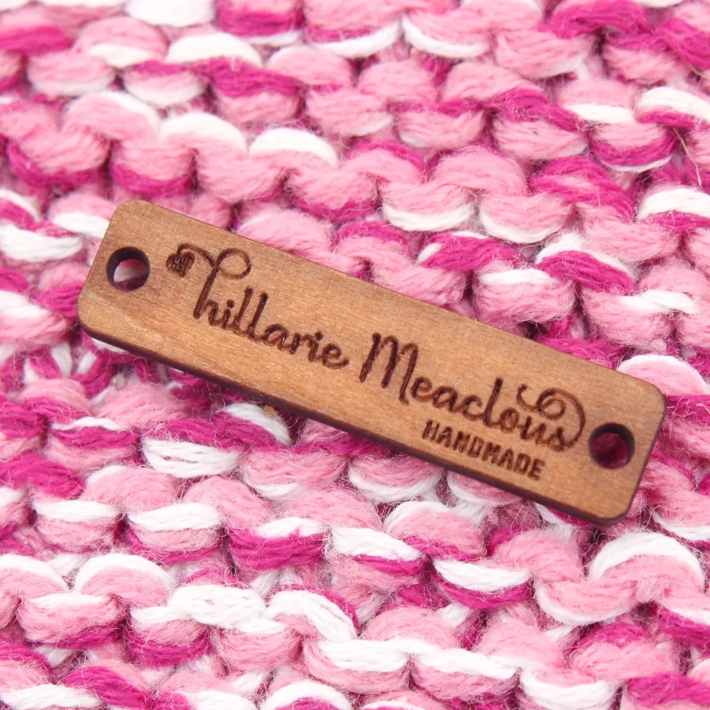 Wooden labels, custom text, knitted labels, personalized labels, custom