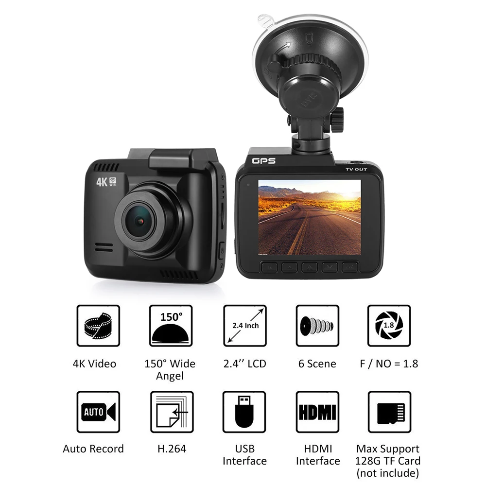 GS63H Wi Fi автомобильный видеорегистратор 2 4 &quotNovatek 96660 встроенная камера с GPS 4K 2880x2160P