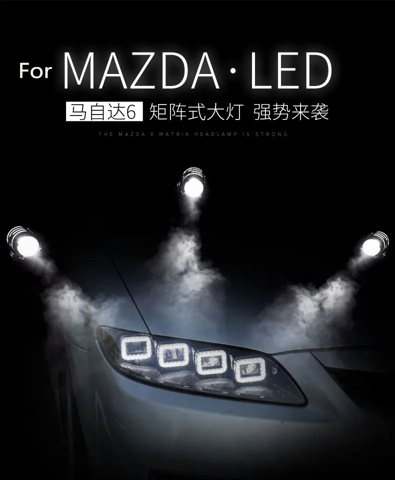 Автомобильный Стайлинг Головной фонарь 2003- для Mazda 6 фары для mazda 6 светодиодный вариант фары четыре глаза биксеноновый луч линзы