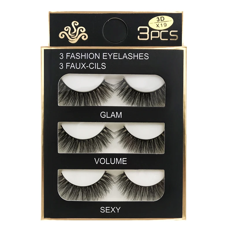 

3 pairs of hand-realistic false eyelashes 3D-X19