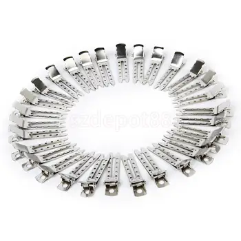 

Approximate 50 Pcs Double Prong Metal Alligator Clips Hair Bows - Silver