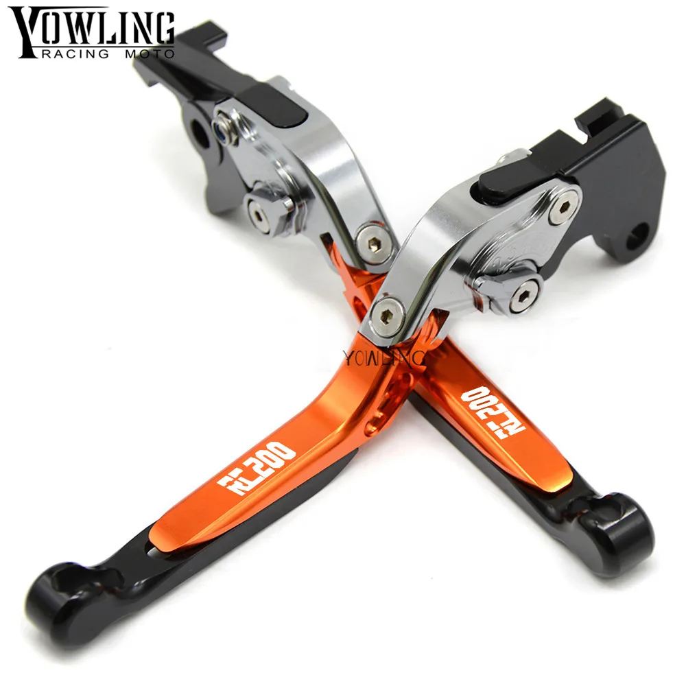 

With laser logo RC200 Motorcycle Adjustable Brakes Clutch Levers Orange For KTM RC 200 RC200 2014 2015 2016 2017
