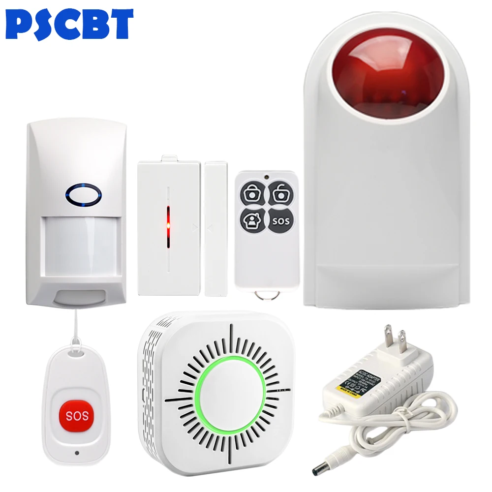 

PSCBT Wireless Smoke Fire Alarm Siren Detector Protection Home Warehouse Smoke Fire Alarm Sensor Spot Smog Alarm Siren System