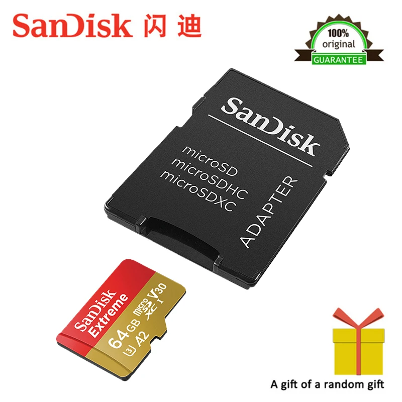 Карта памяти SanDisk Extreme Speed microSDXC UHS I 64 ГБ TF 160 МБ/с./с A2 Гб 128 256 класс 10 U3 с sd адаптером
