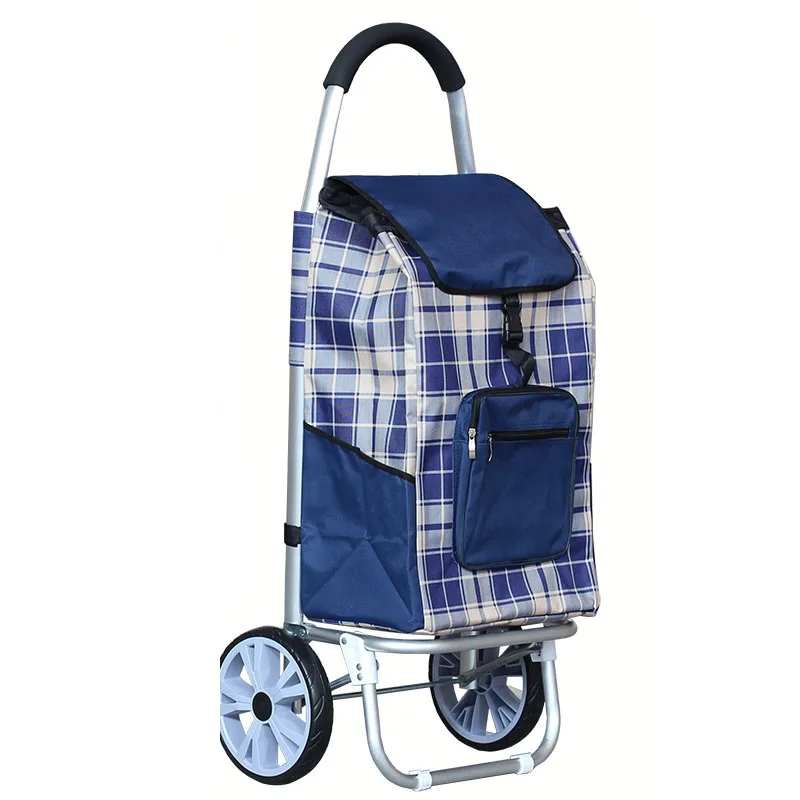 Большого размера алюминиевый сплав корзину с ткань Оксфорд сумка Высокое качество складной Чемодан восхождение корзина с деревянным сиденьем " колеса - Цвет: Blue