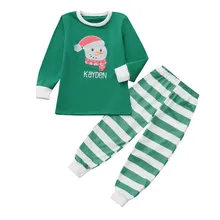 

Kids Striped Xmas Pjs Pajamas Baby Boy Girl Christmas Festivel Sleepwear Pajamas Family Photography Prop Outfit Clothing Set #30