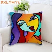 Cushion Exaggerated woman oil painting 4