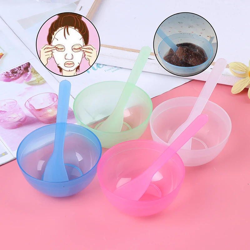 4 Colors DIY Plastic Film Bowl with Mask Spoon Stick Set Face Homemade Makeup Beauty | Красота и здоровье