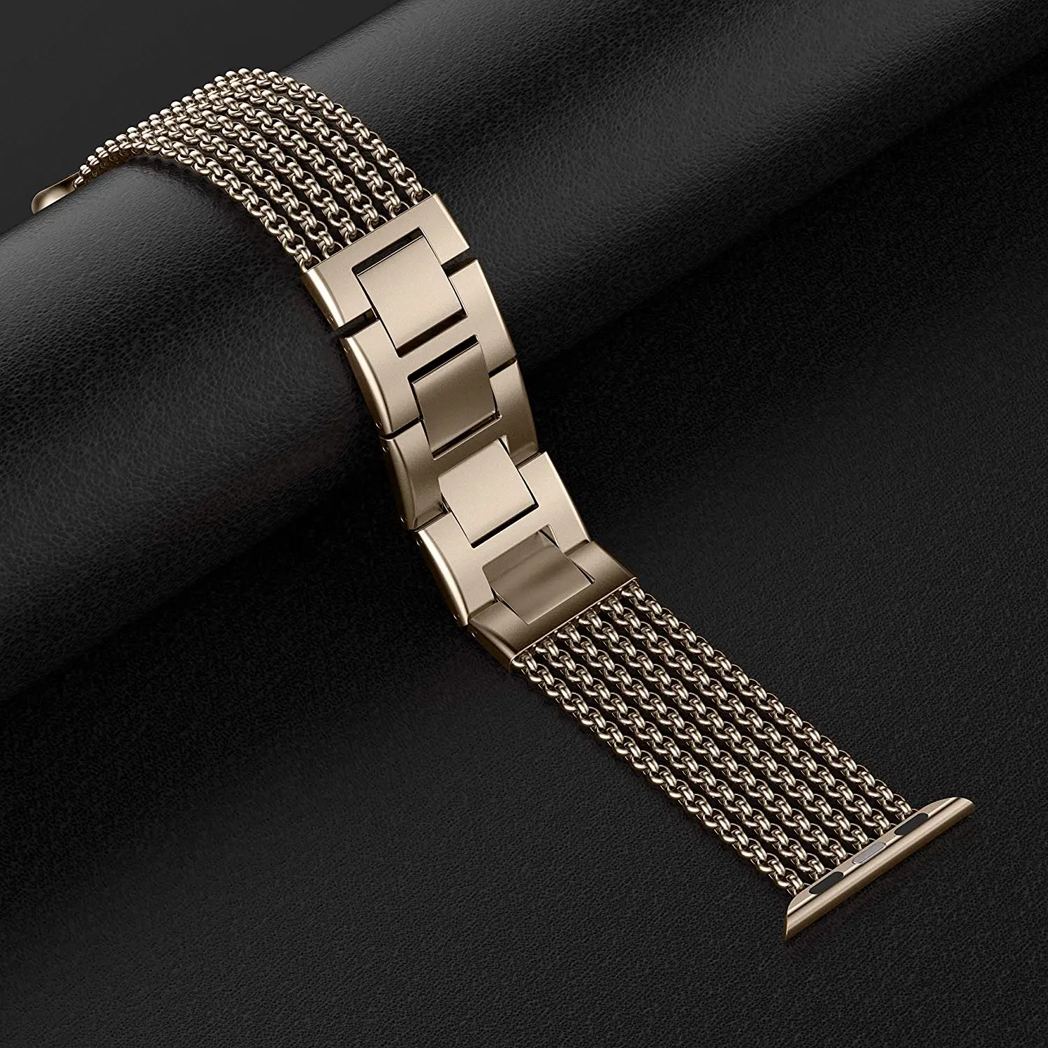 Wearlizer для Apple Watch ремешок 38 мм iWatch сетчатая петля Миланский ремешок из нержавеющей стали замена Широкие ремешки для Apple Watch - Цвет ремешка: Золотой