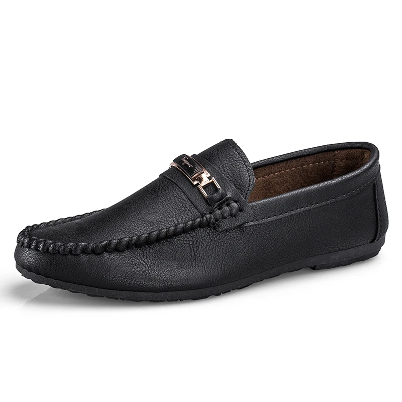 

Fashion Men Shoes Leather Slip on Male Casual Outdoor Driving Boat Sneakers Black Brown Soft Man Loafers