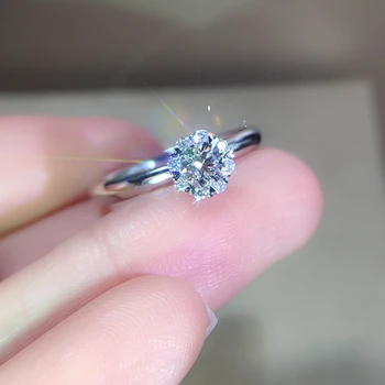 

EDI Real Natural GIA Diamond Ring 18K White Gold 0.3ct F/VS Diamond Halo Small Waist Engagement Wedding Ring Gift For Women