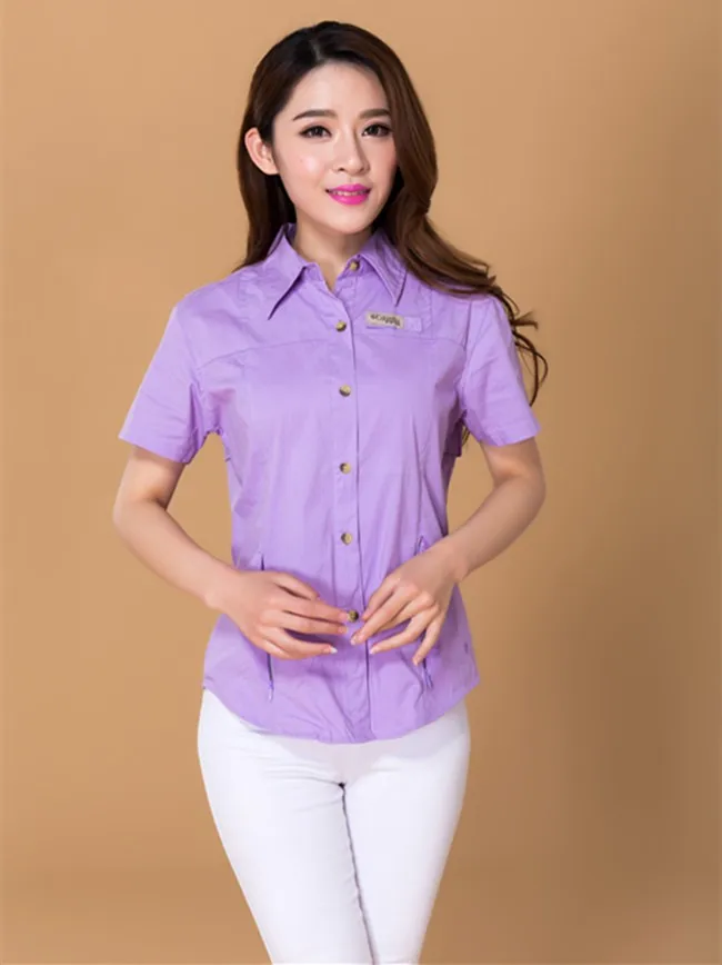 Camisa Feminina, блузка, женские рубашки, рубашка с коротким рукавом, летняя, Студенческая, профессиональная, женская, с коротким рукавом, из окрашенной пряжи