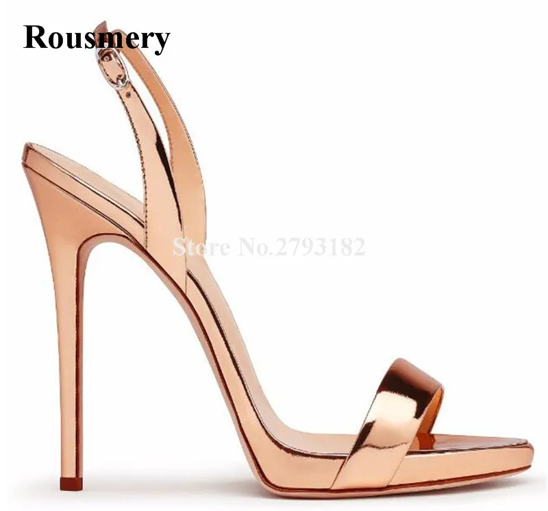 gold one strap heels