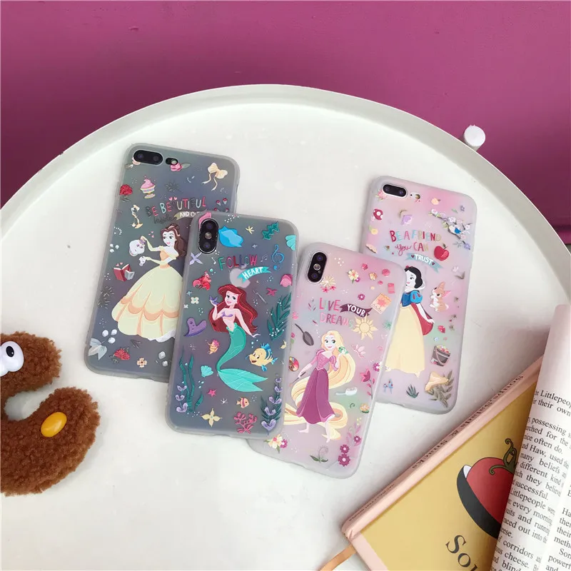 Mermaid Relief Phone cases for iphone X XR XS Max Cartoon Soft silicone Case For 6 6s 7 8 plus |