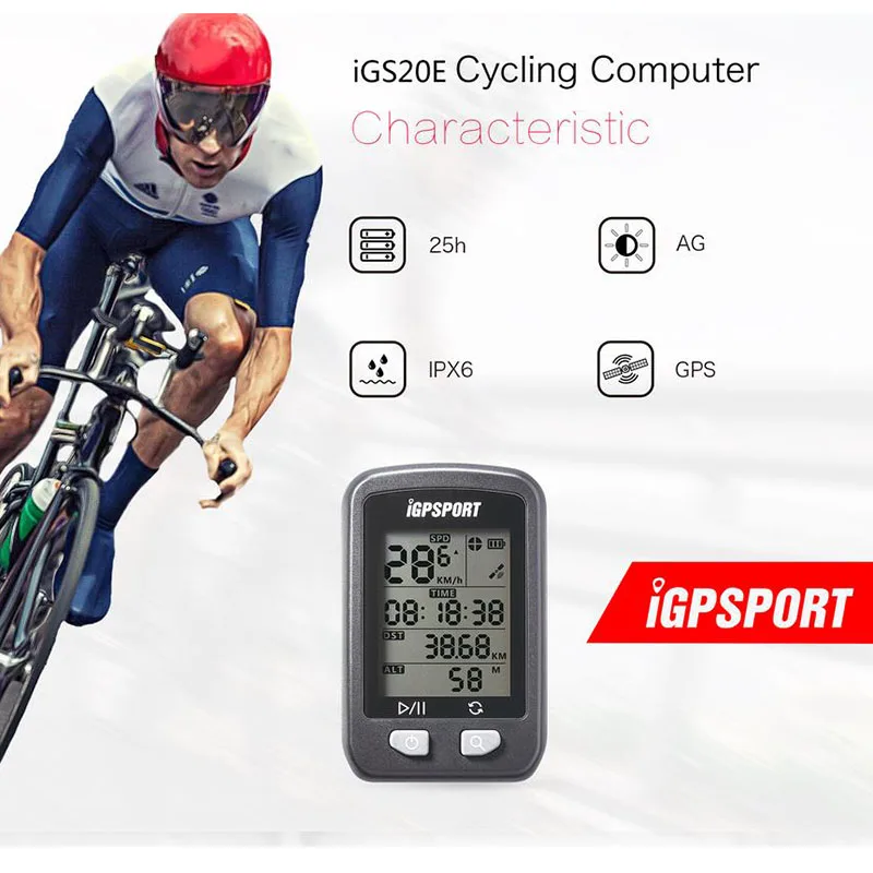 

GPS Cycling Computer iGPSPORT iGS20E Smart Waterproof IPX6 MTB Road Bike Computer Sport Speedometer Mileometer for Cyclist