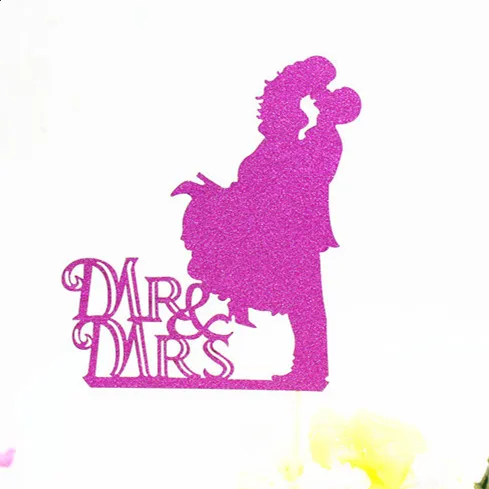 Creative Multi Colors Mr & Mrs Love Wedding Cake Flag Topper Bride Cake Flags For Wedding Anniversary Party Cake Baking Decor