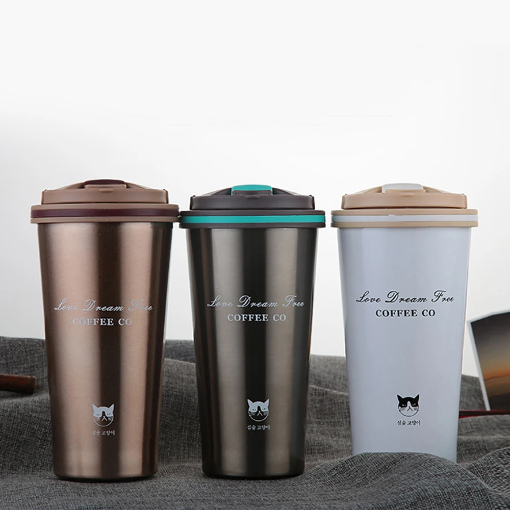 

450ML Thermos Cup Coffee Cup with Lid Thermocup Seal Stainless Steel vacuum flasks Thermo mug for Car Water Bottles