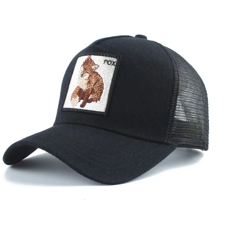 Женские бейсболки с вышитой лисой мужские сетчатые gorras animales hombre уличные летние