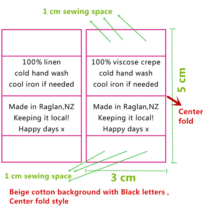 5000 шт. на заказ лэйбл бежевый хлопок Принт уход за мотоциклом этикетка черный одежда с буквами стиральная метки 5*3 см