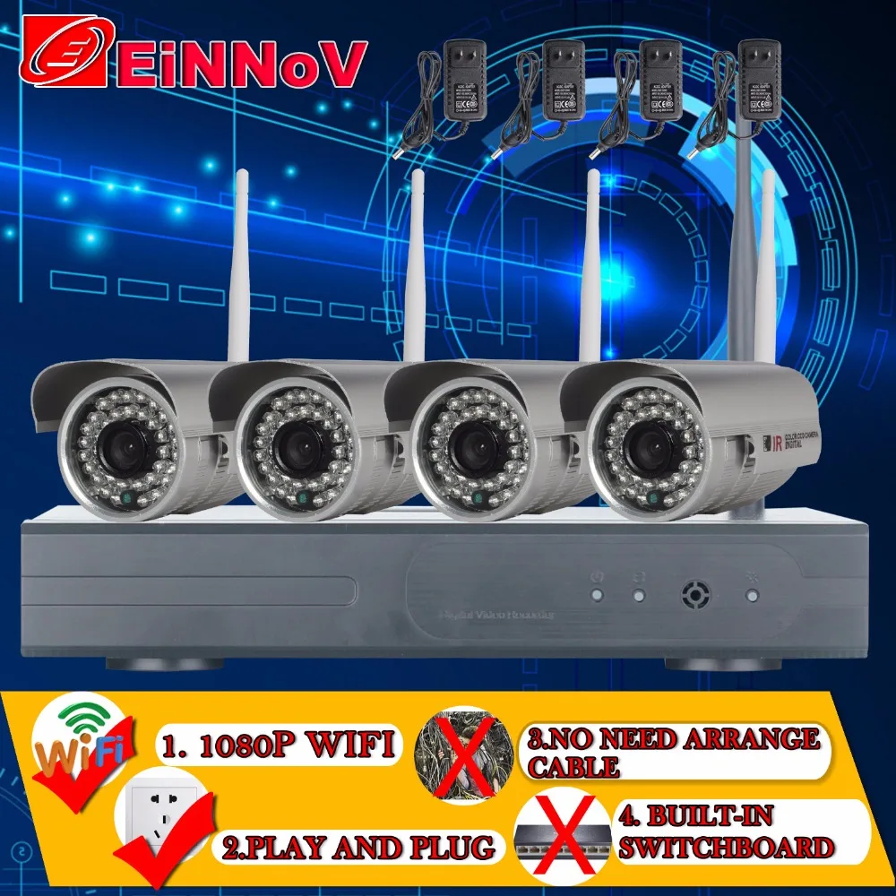 

EiNNoV 5G WIFI  1080P HD Waterproof  Wireless WIFI IP Camera 5Ghz 5Gwifi Security CCTV System Onvif 4CH H.264 NVR Video Recorder