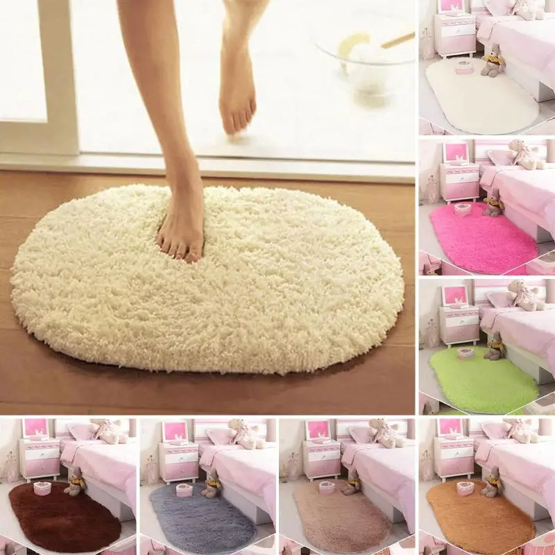 40*60cm Pure Color Bedroom Oval Carpet Floor Mats Floor Door Mat 40